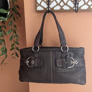 Coach Vintage Hampton Chocolate Brown Pebbled Leather Satchel Purse